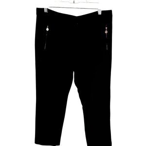 Anne Klein Size 6 Mid-Rise Ankle-Length Womens Pants Zipper Pockets Black